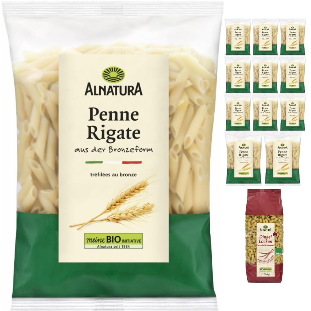 Mit Pufai Grocery, Alnatura Penne Rigate Nudeln pasta nudeln 500 gramm x 12 Stück + 500 Gramm Dinkel Locken