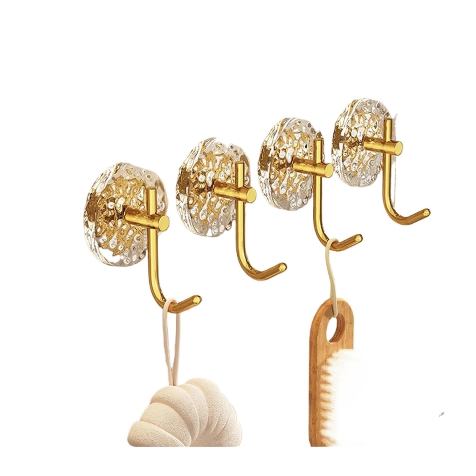 Bigbibi Golden-4Pcs 4Pcs Hook Adhesive Without Punching, Strong Load-Bearing, Transparent, And Traceless. Hook Adhesive Is Applied To The Kitchen(Golden-4Pcs)