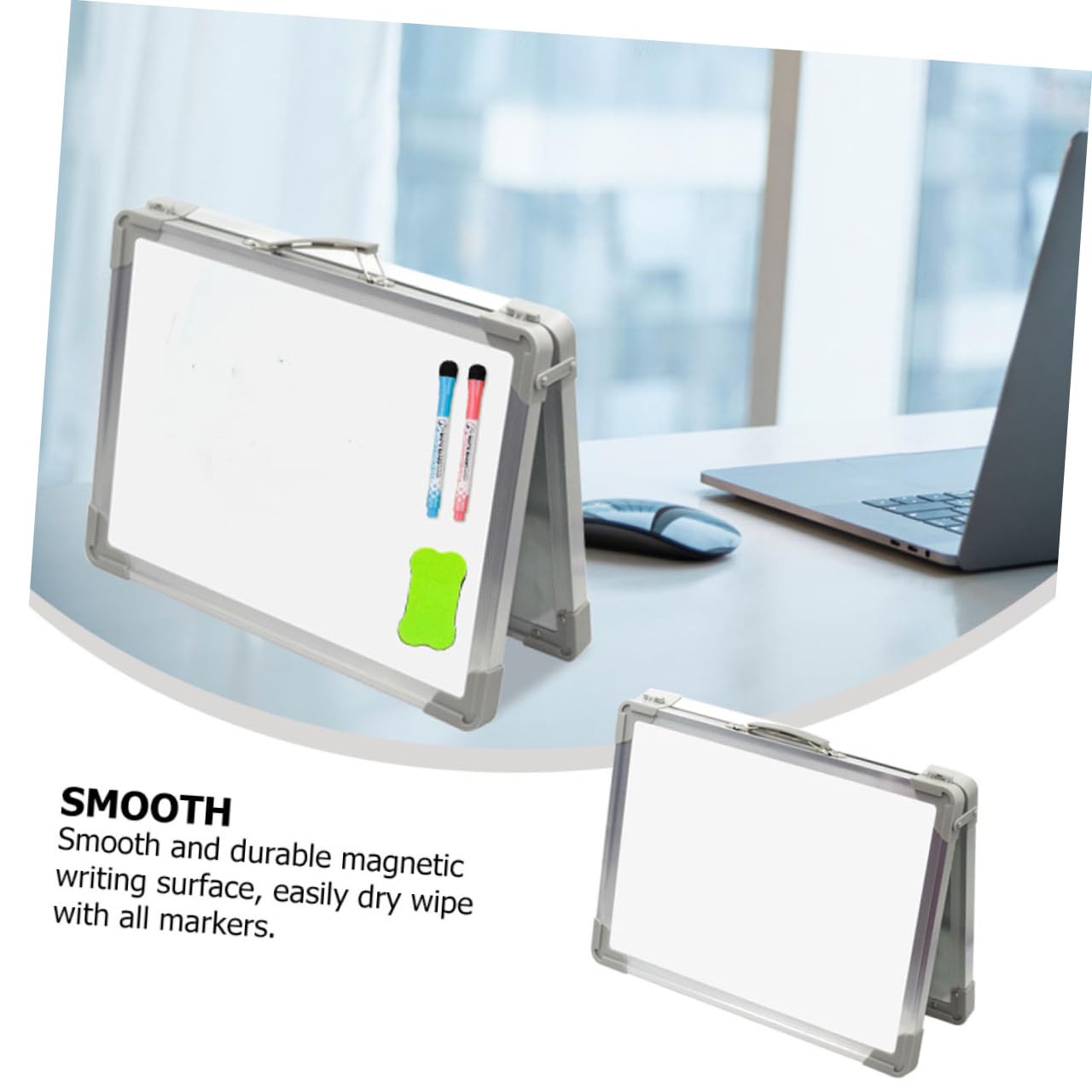 Ciieeo Lavagna Bianca Magnetica Bifacciale Pieghevole da Tavolo, Lavagna Cancellabile a Secco Mini Portatile Supporto, per Ufficio e Promemoria Domestici