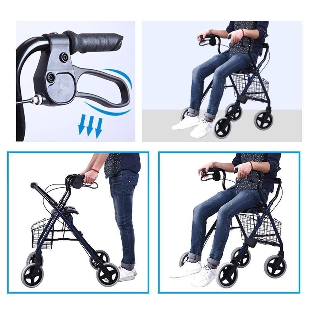 Walker dla seniorów Rollator Aluminiowa pomoc w poruszaniu się w chodzeniu Leishouer Lekka składana rama do chodzenia na rollatorze z regulacją wysokości dla osób starszych, gwiazda światła
