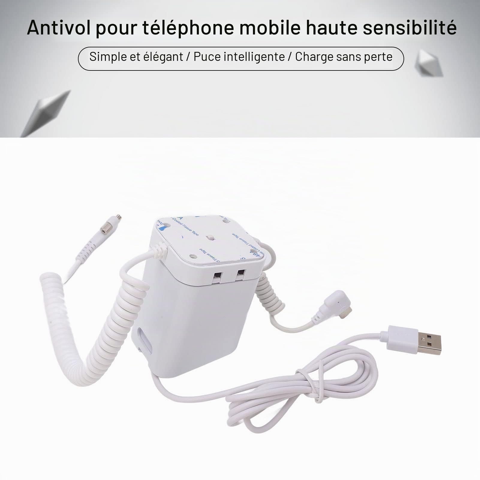 Présentoir Antivol pour Téléphone Portable Fixation de Griffe de Charge Rapide Silicone Antidérapant Présentoir D'alarme Antivol à Décibels élevés pour Téléphones Mobiles(Orifice de type C)