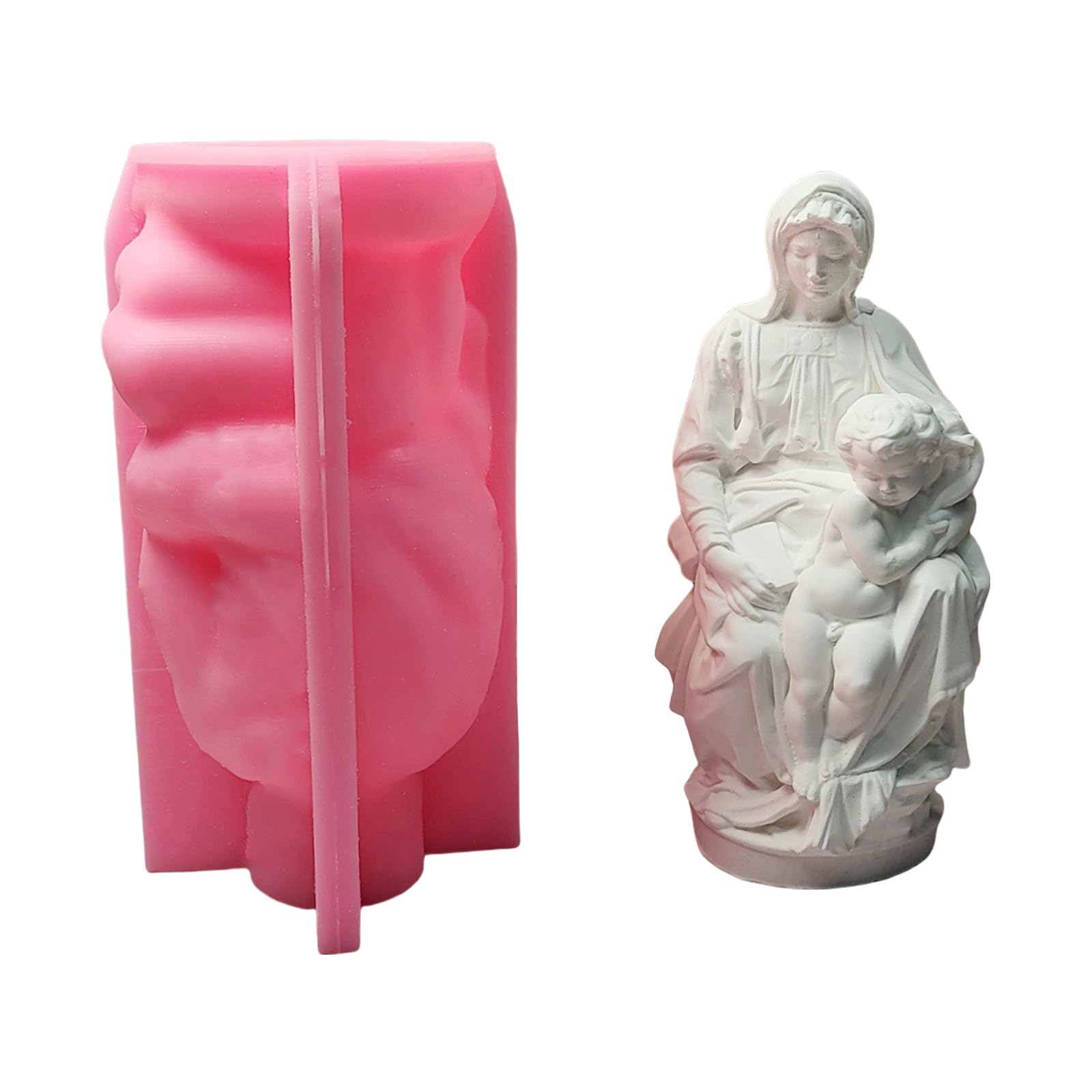 Moule en silicone mère et enfant pour figurine religieuse 3D en résine et bougie