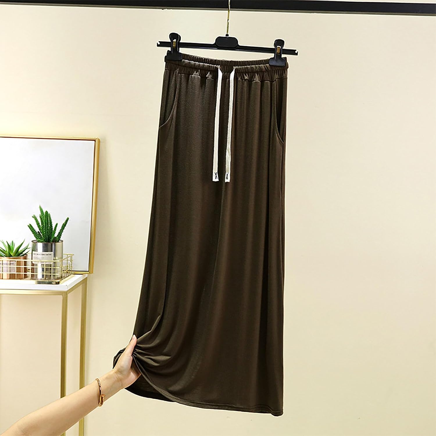 Women's Long Sleep Skirts Summer Modal Cotton Lightweight Lounge Skirts Casual Home Wear Pajama Pants with Pockets