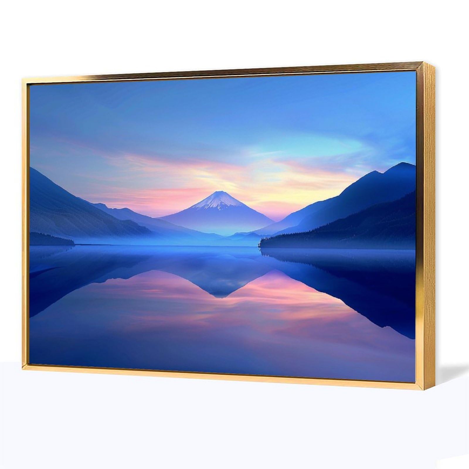 Amazon.co.jp: 絵画 静かな湖に映る富士山 アートパネル ポスター