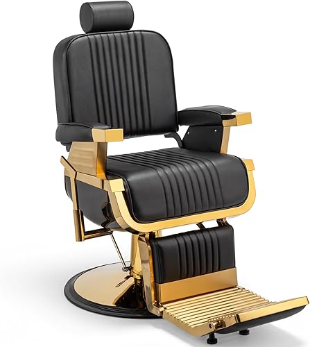 Miniatura 1 de Winado Silla de peluquería vintage resistente, sillas reclinables hidráulicas para peluqueros con reposapiés y reposacabezas, silla giratoria de