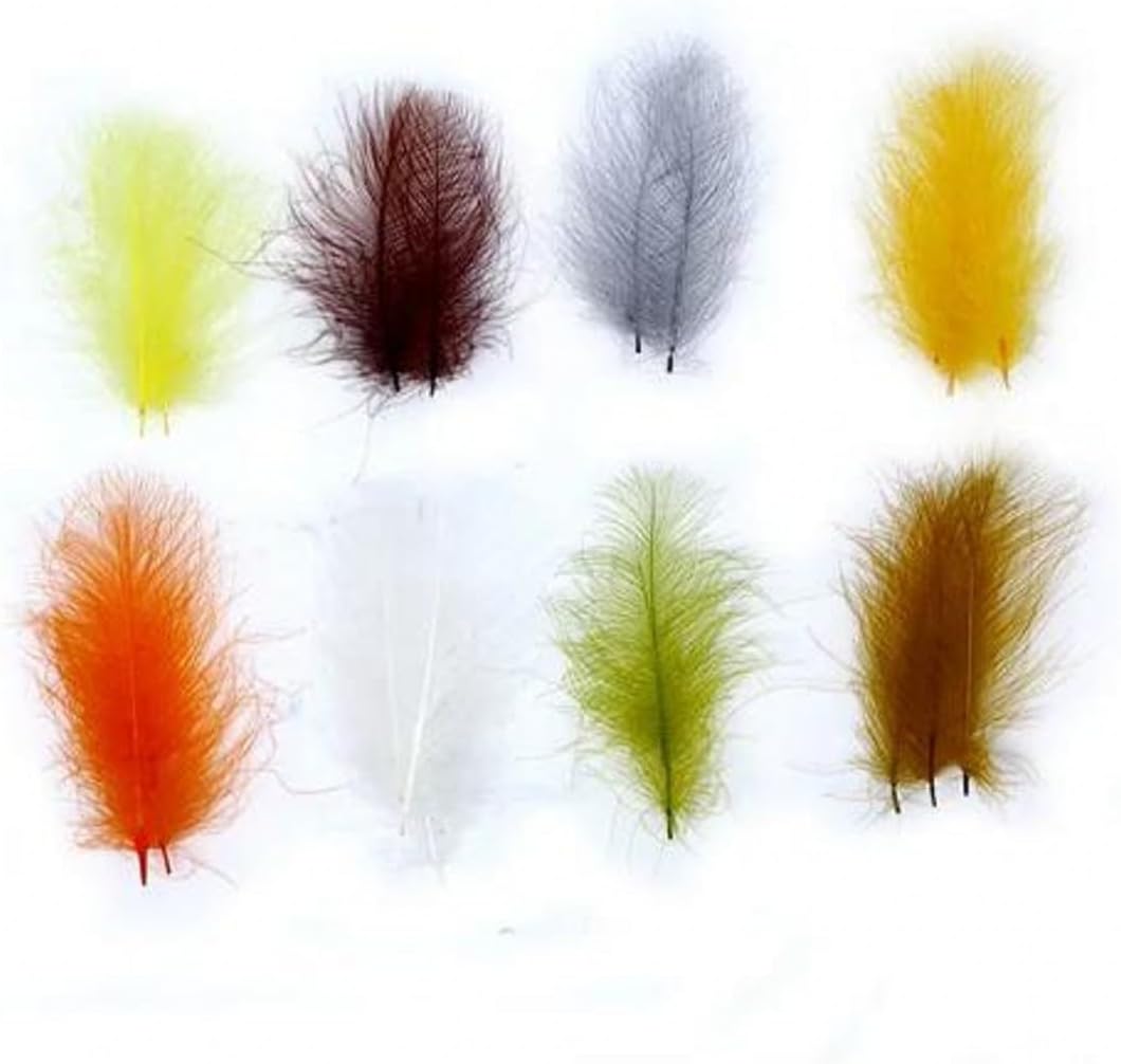 Premium Fly Tying Duck CDC Feathers Net Cul De Canard Duck Butt Feathers Dry Fly Wings Fly Tying Materials，0.5g/Color, Total 8 Color, As Show