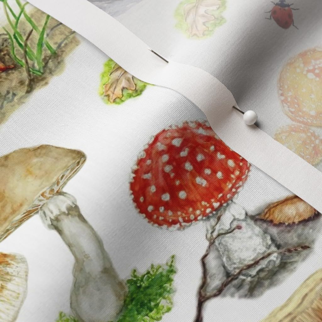 Spoonflower Fabric - Mushrooms Nature Forest Woodland Plants Gnomes Mushroom Flora Printed on Cotton Poplin Fabric by The Yard - Sewing Shirting Quilting Dresses Apparel Crafts