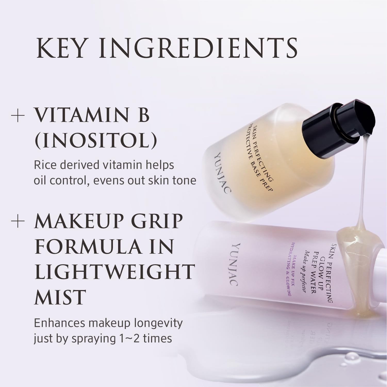 Perfecting Glow UP PREP Water (1.69fl oz) -YUNJAC Base Prep Grip Primer (1.35 fl oz)