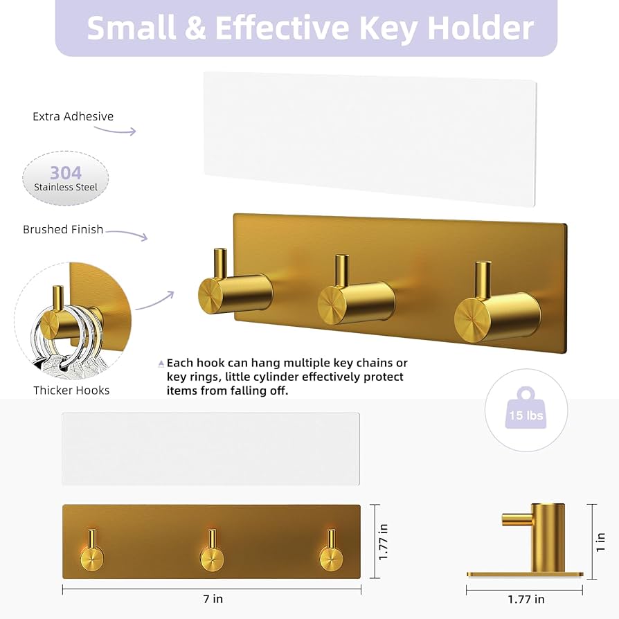Amazon.com: VIS'V Key Holder Wall Mount, Small Metal Self Adhesive