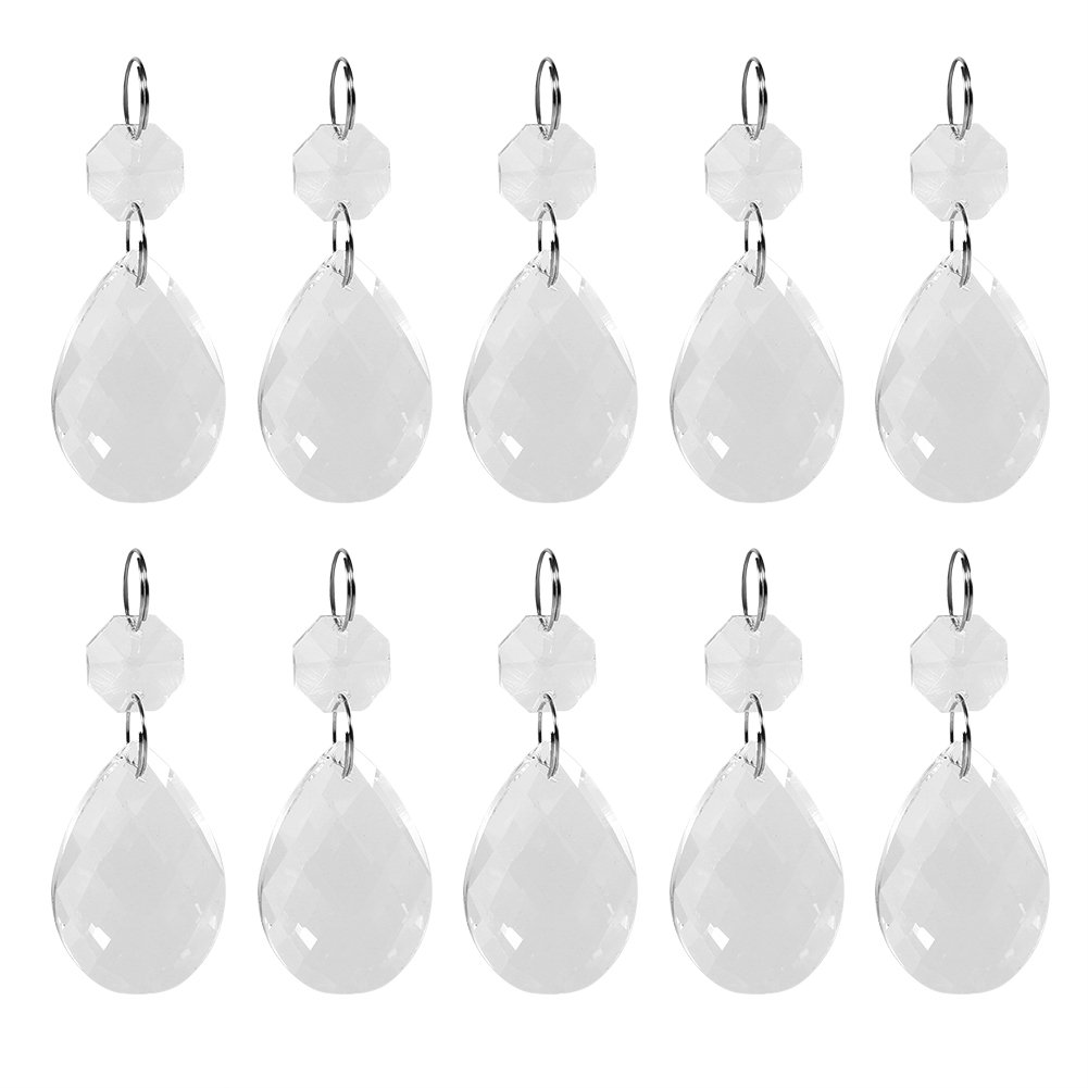 Pack of 20 Clear Glass Hanging Prisms for Chandeliers, Tear Drop Crystal Pendants, DIY Chandelier Accessories, Glass Prism Beads Decor