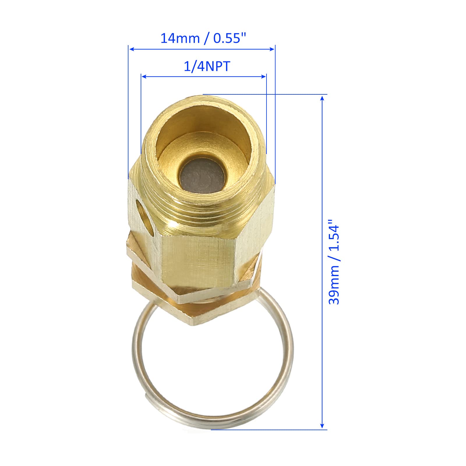 Válvula De Seguridad De Latón 150 PSI - Para Compresor, Tanque De Aire, 1/4 NPT