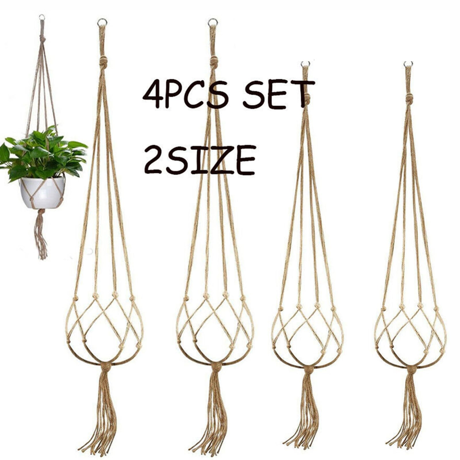 Set Mit 2 Makramee-Pflanzenaufhängern Aus Nylon – 99 Cm Lang, Für Töpfe 7,6–20,3 Cm, Robuste Heimdekoration Für Innen & Außen