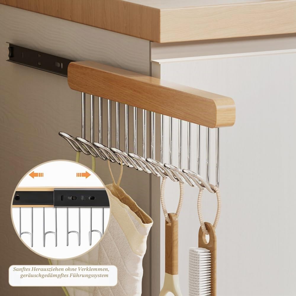 Set mit 2 Holzhaken für Kleiderschrank, Holzhaken für Tanktops und BHs, wirtschaftliche Wandhaken für Mäntel, Wandorganizer mit Haken für Krawatte, Gürtel, Schal