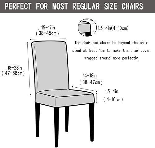 Miniatura 3 de Qubjus Juego de 6 fundas para sillas de comedor con falda, extraíbles y lavables, para sillas de cocina, juego de fundas protectoras para el hogar,