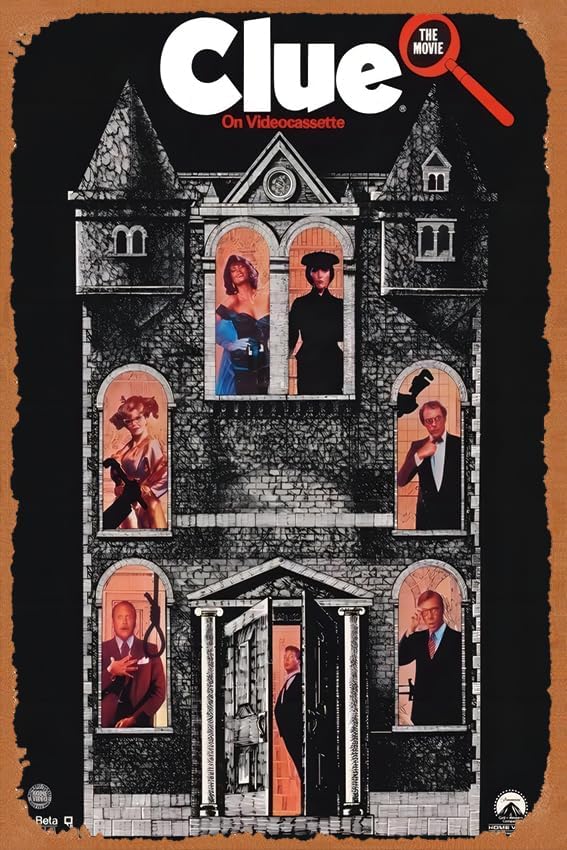 Clue 1985 - Póster de metal de 8 x 12 pulgadas, decoración de pared retro vintage para placa de café, club, cocina y hogar. disponible en Yaxa Peru