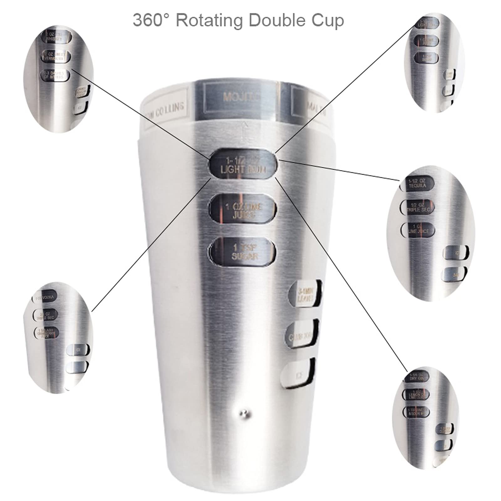 Juego de Coctelera Cocktail Shaker Set Bar Herramientas Barware Bartender Kit Jigger Mezclador Muddler Pourer Cuchara con soporte de bambú Casa Bebida Accesorios de fiesta Agitador de Cócteles