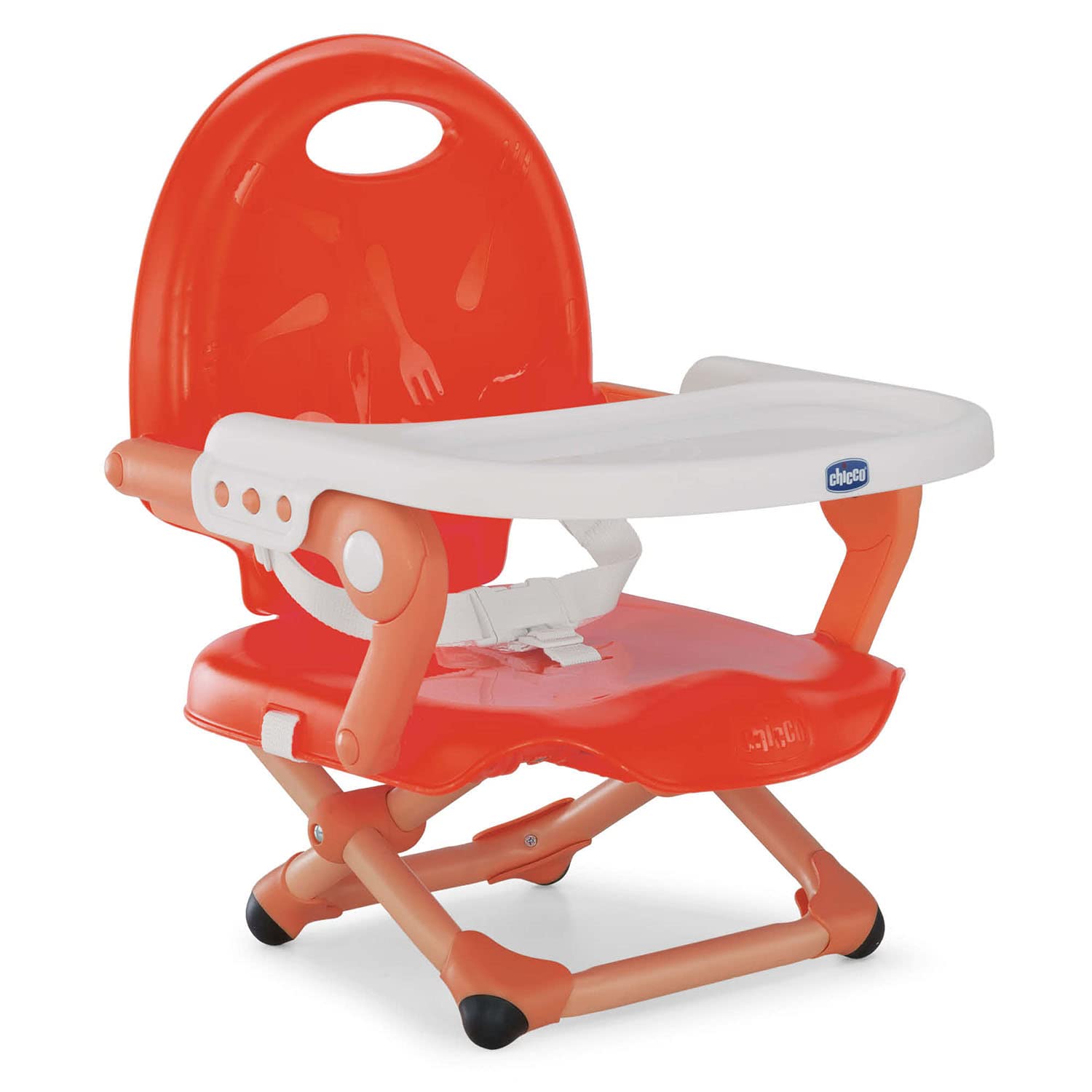 ChiccoPocket Snack Booster Seat for Months to Years (15 kg), Portable  High Chair, Adjustable, with Compact Closure and Removable Plate, Poppy Red