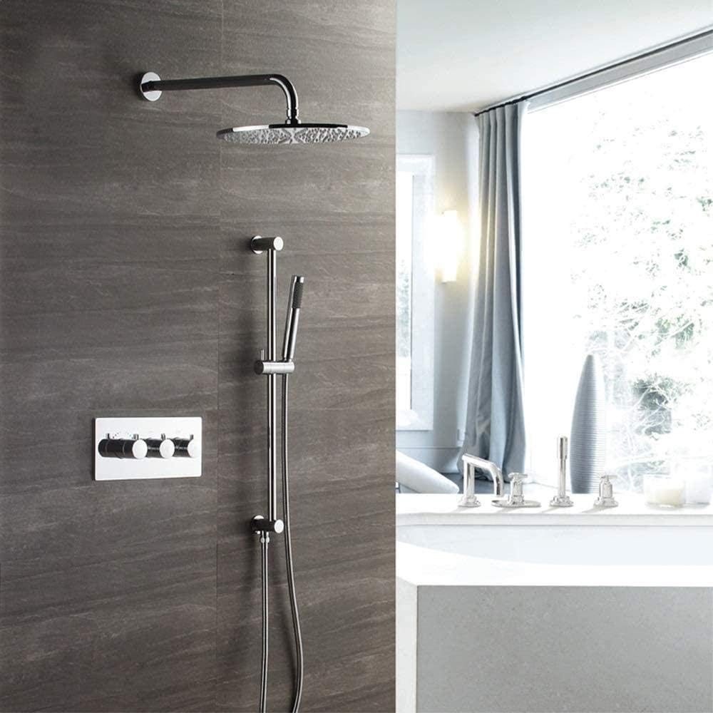 Shower Set Concealed Shower Wall Thermostat Full Copper Body 300 300 Dome Spray Shower Faucet Set Beautiful Practical