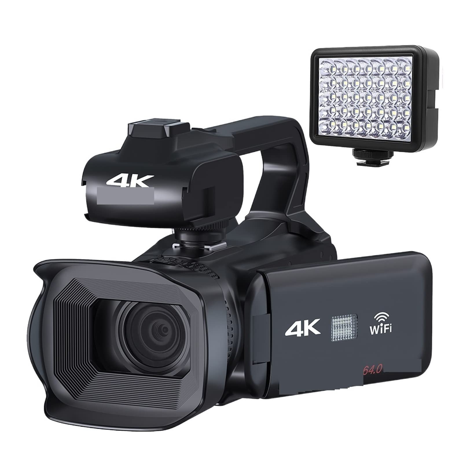 CVFRDD 64MP Digital Video Camera For Photography Full 4K 60FPS Vlog Camcorder Live Stream Webcam Auto Focus Video Recorder(128G SD Card,With Light)