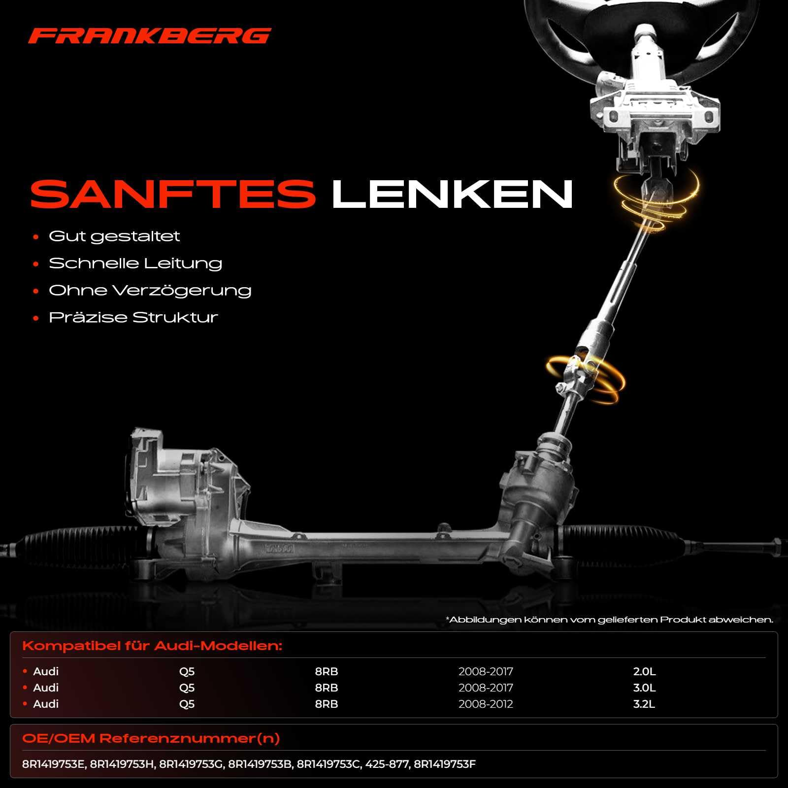 Frankberg Gelenk Lenkwelle Lenksäule Kompatibel mit Q5 8RB 2.0L-3.2L Benzin Diesel 2008-2017 Replace# 8R1419753H