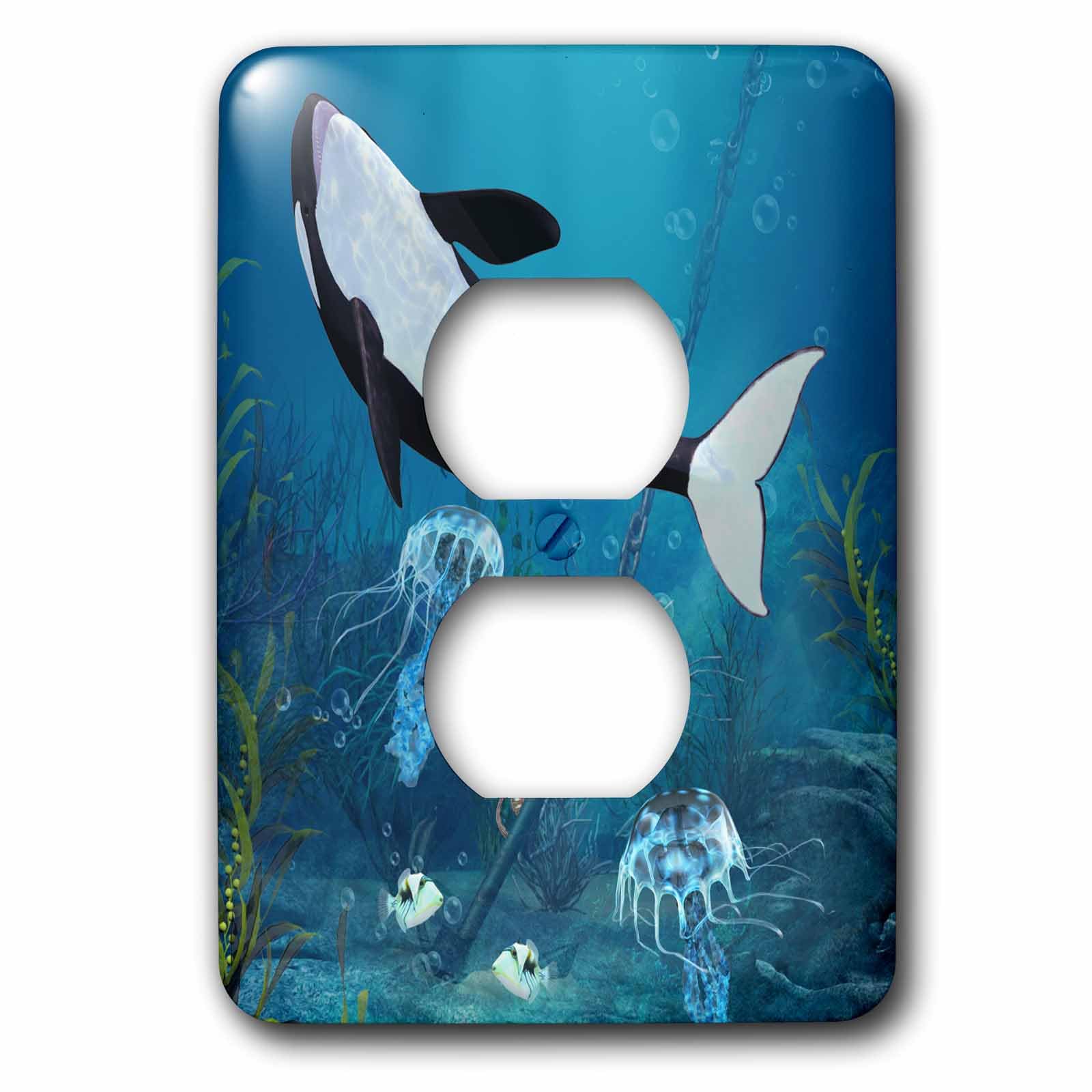 Placa de interruptor de luz de orca y medusas para sustitución decorativa de cubiertas viejas