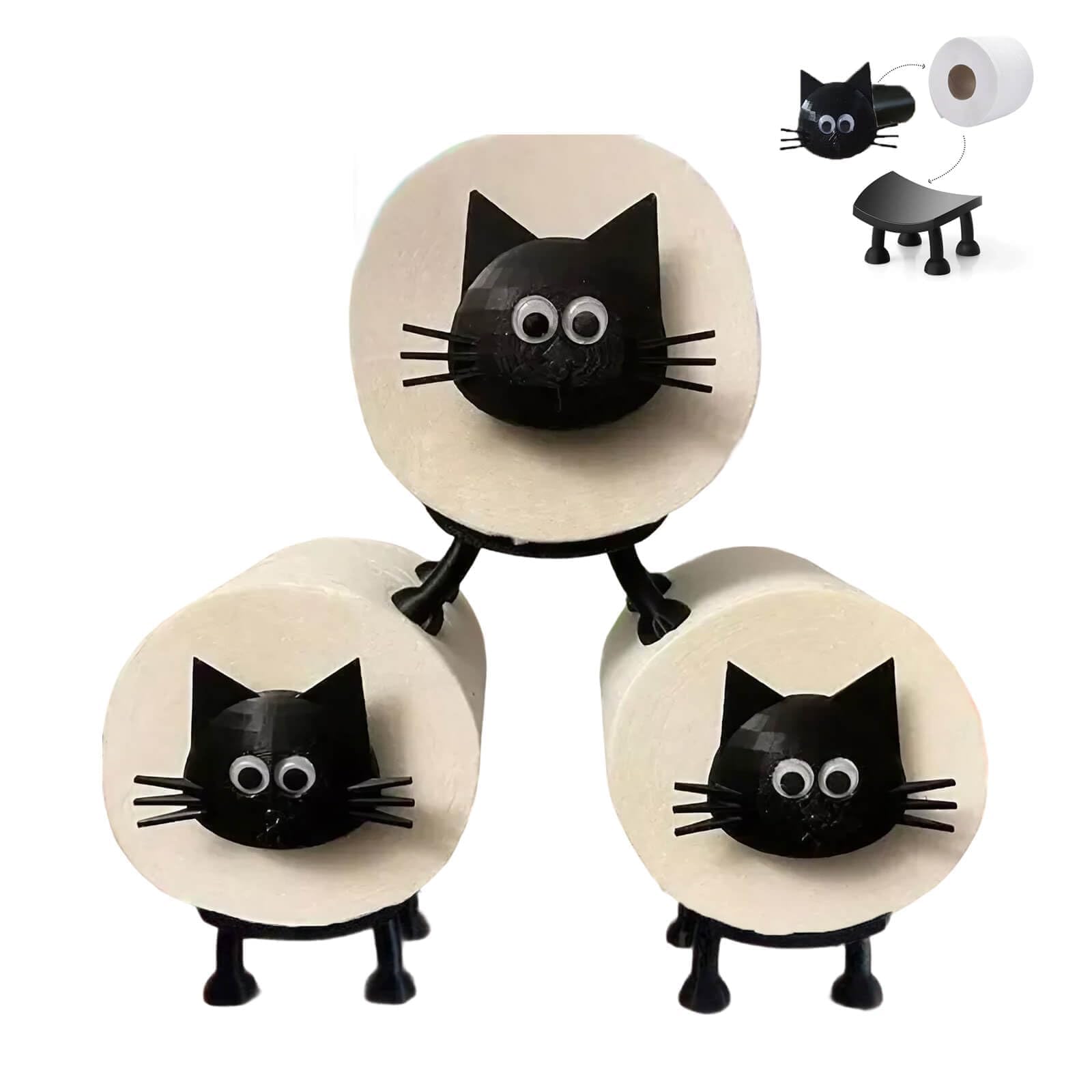 Toilet Roll Holder - 2 Pcs Funny Toilet Paper Holder Free Standing Bathroom Set - 3D Printed Black Sheep Loo Roll Holder - Hilarious Tissue Paper Roll Storage - Cute Bathroom Decor