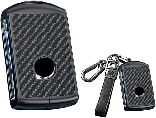 SANRILY ABS+aleación de zinc sin llave para Volvo Key Fob Cover XC90 XC60 S60 XC40 S90 V60 Key Fob Case con llavero Patrón de fibra de carbono