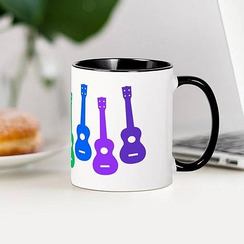 Miniatura 10 de CafePress Peace Love - Taza de café de cerámica para ukelele, taza de té de 11 onzas