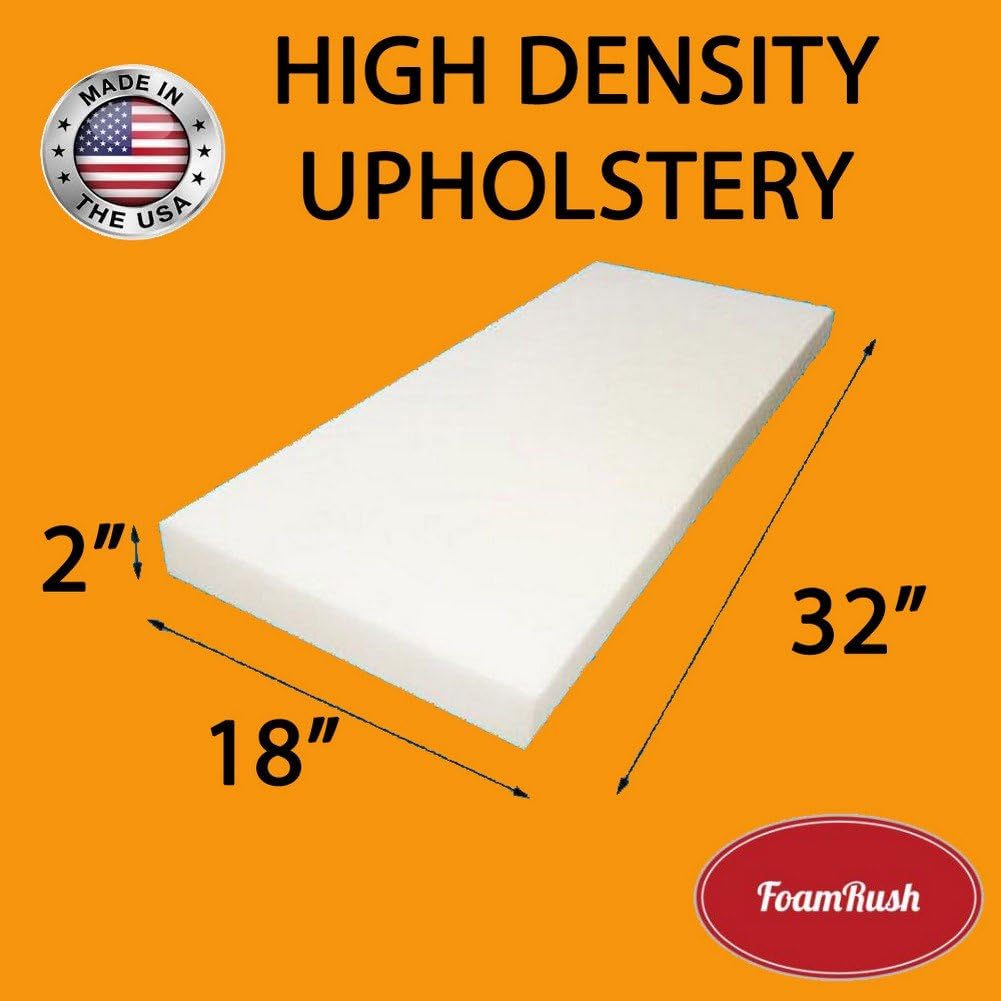 FoamRush 2"H x 18"W x 32"L Upholstery Foam High Density