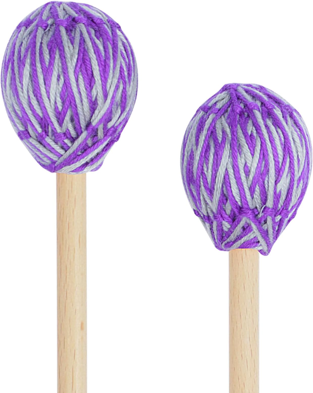Marimba Mallets (2-Pack) Yarn Heads with Beech Wood Handle Keyboard Percussion Accessories for Xylophone Glockenspiel Vibraphone Ideal for beginners students music Lovers Purple