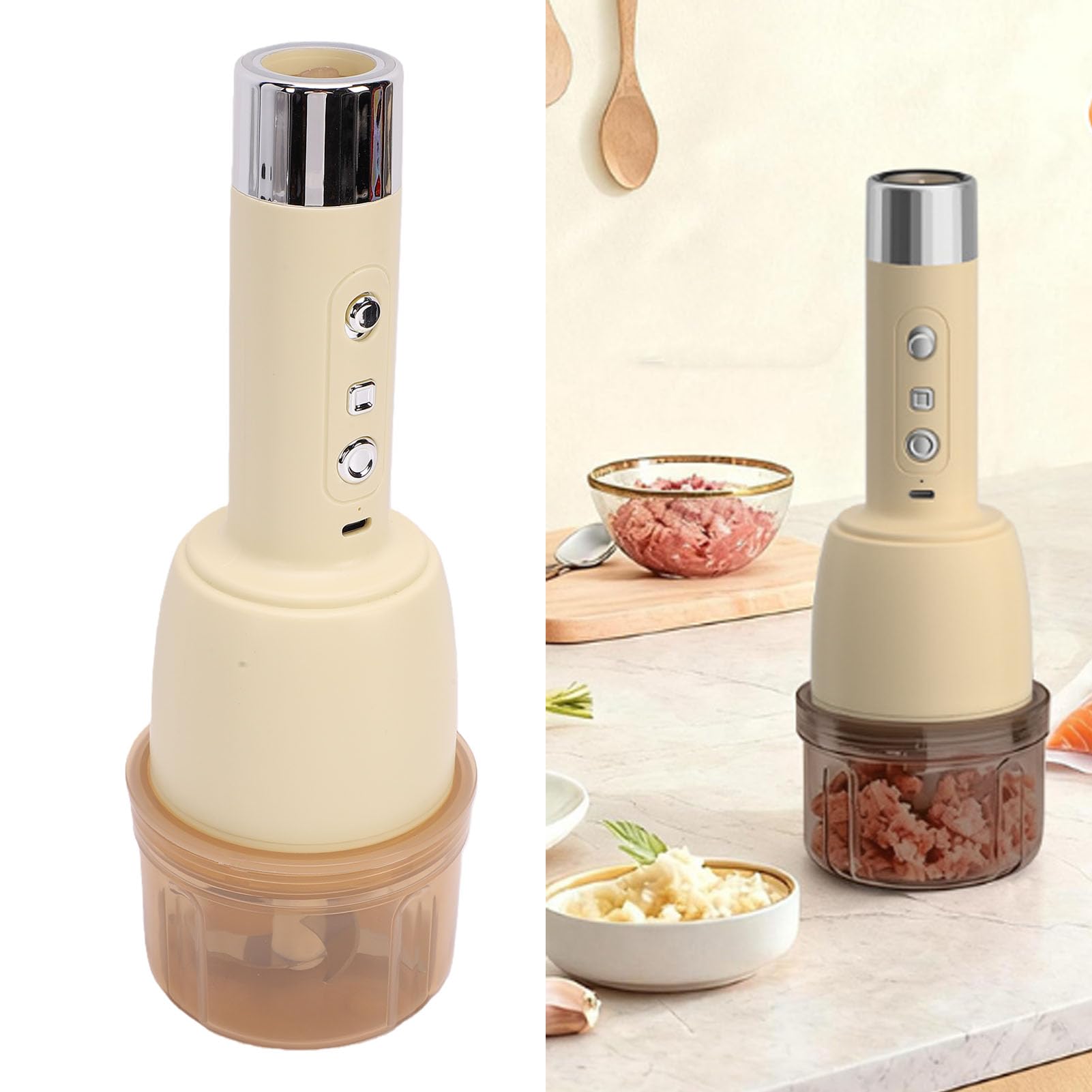 banapoy Molinillo de Carne Eléctrico y Sellador Al Vacío, Procesador y Sellador de Alimentos Portátil Inalámbrico 2 en 1, Picadora de Ajo Picadora de Alimentos de Mano con Motor de bajo Ruido Cuerpo
