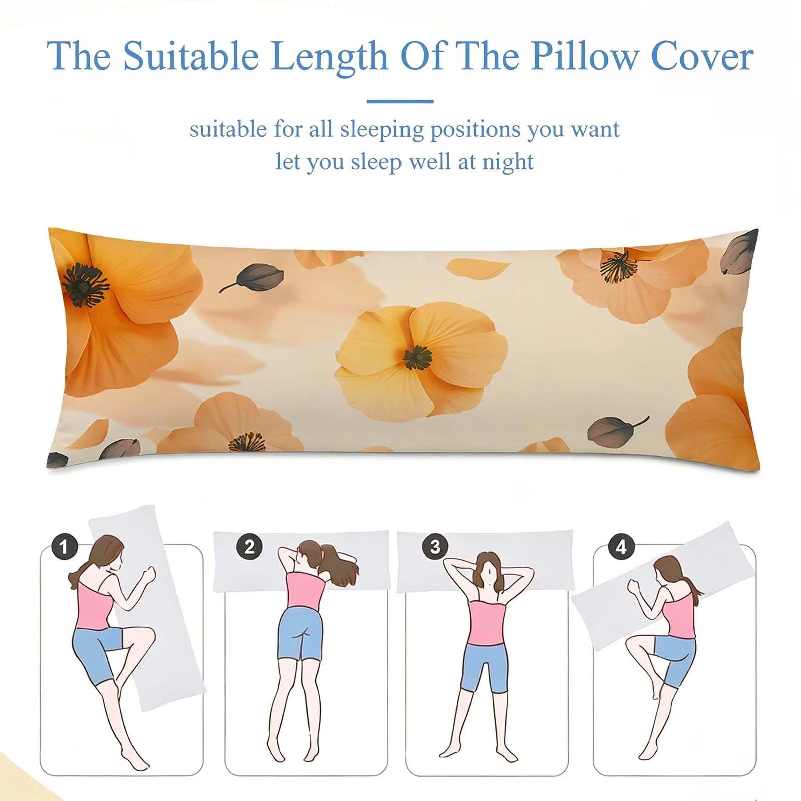 Fodera Cuscino 50 x 150 cm, Arancione-11 Velluto Copricuscini Letto, | con Invisibile Cerniera, Morbida e Traspirante, per biancheria da letto, divano, hotel, chi dorme sul fianco Semplice j-81