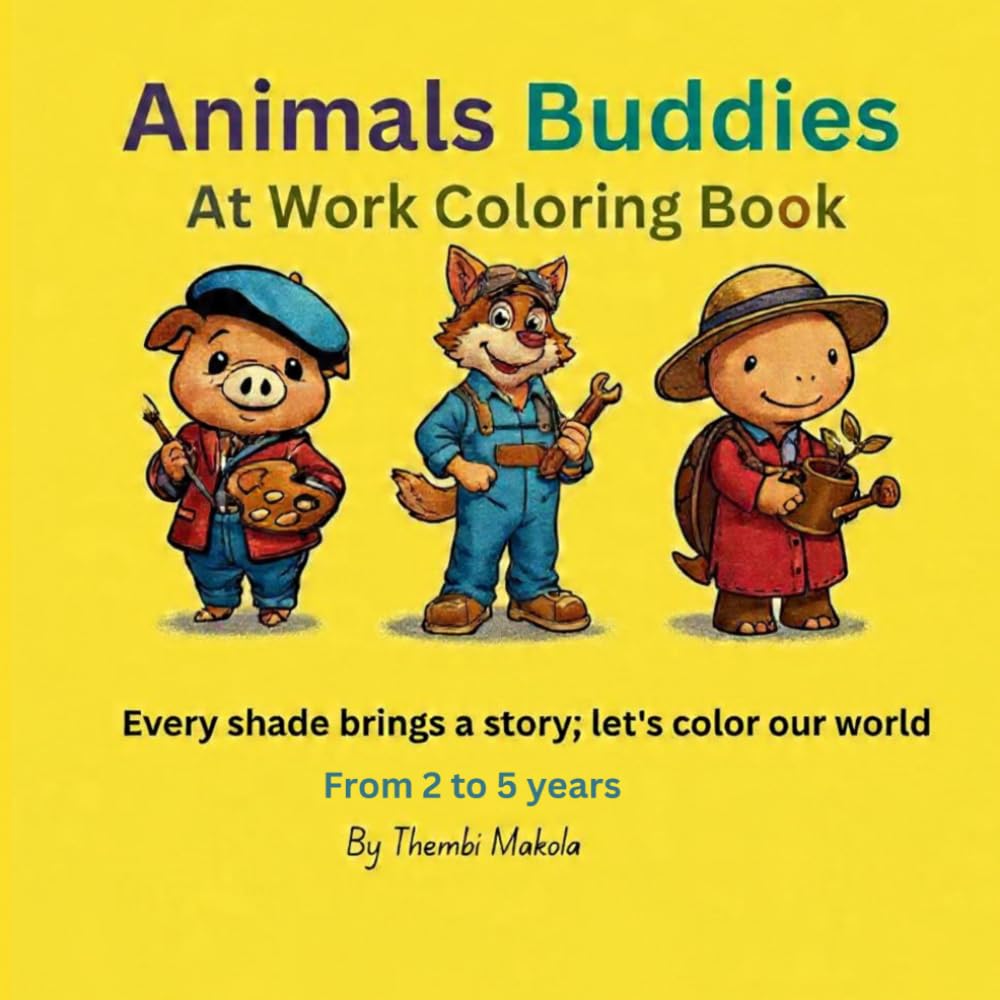 Animals Buddies At Work Coloring Book: Every shade brings a story; let's color our world