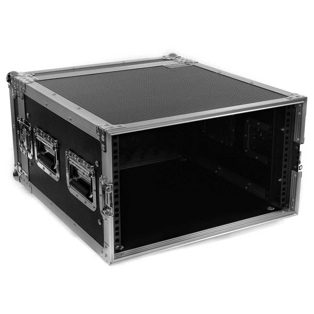Plugger Case Flight case Rack 6U Universale 19 pollici Nero Slide preforati per dado-gabbia. Valigetta 6U 19". Angoli in alluminio Rinforzi angolari Qualità professionale per musicista, DJ.