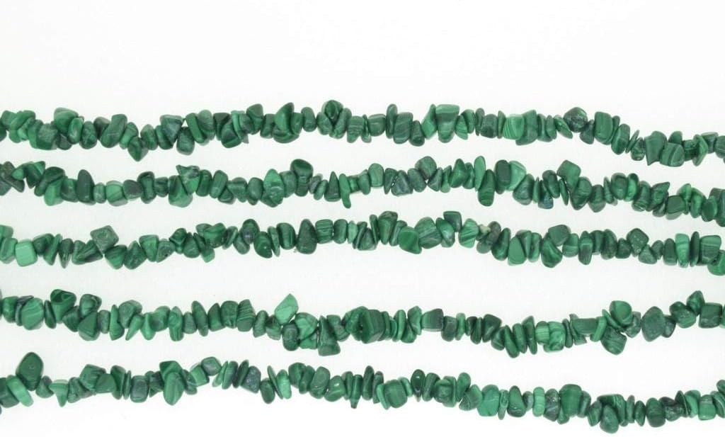 ShreeCrystalsBeads Malachite Beads Natural Stone Gemstone Chips Loose Beads for Jewelry Making, Malachite Chips, 2 Strands Each of 34" Length