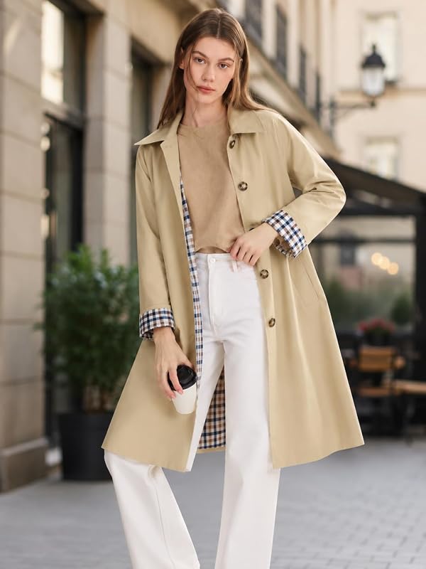 Orolay Women's Single Breasted Trench Coat Waterproof Lightweight Classic Mid-Length Coat with Deep Pockets, Spring Summer Travel by Orolay - Used condition - US$60.02