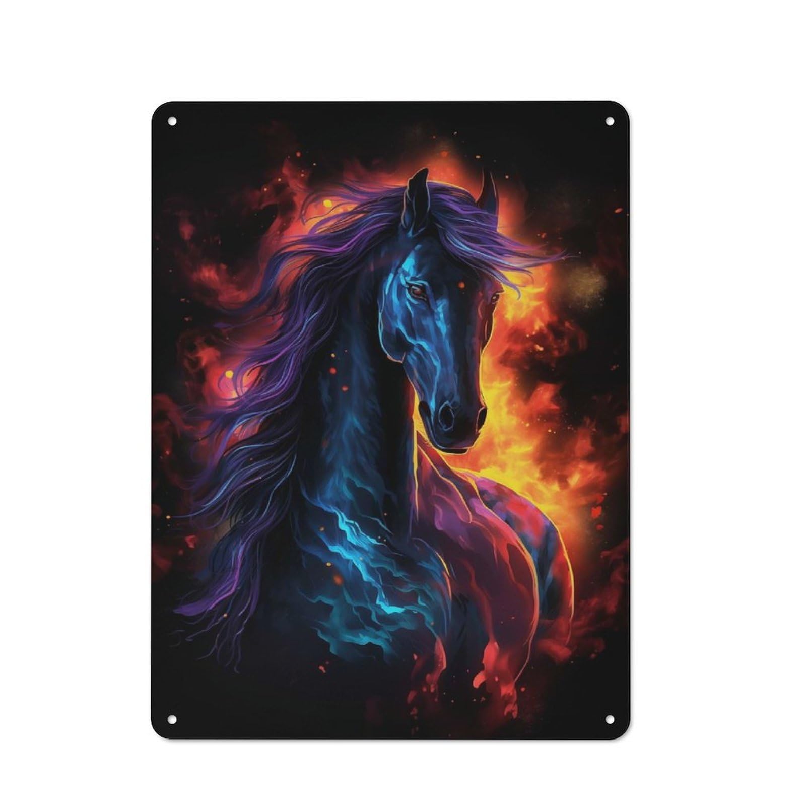 Junmoney Space Horse Galaxy Understated Office Metal Sign 40X30cm Featuring Study Room Decor For Home Office, Reading Corner Or Bedroom