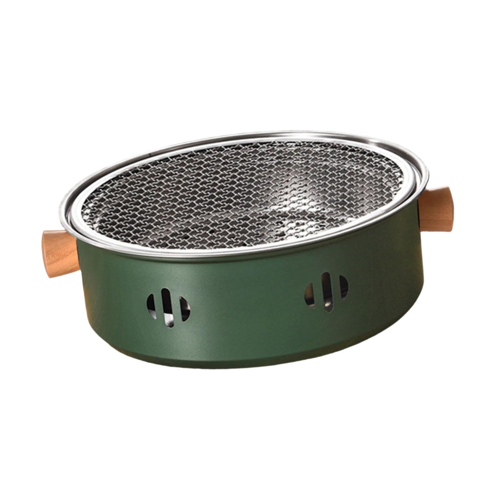 Griglia per barbecue coreana in acciaio inossidabile portatile staccabile per un facile trasporto e teiera da tavolo perfetta per campeggio interno ed esterno.