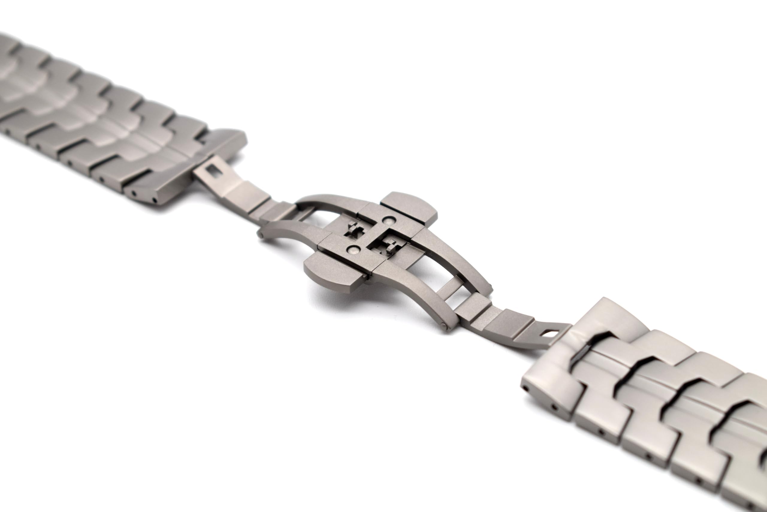 Titanarmband für Apple Watch 42/44/45/46/49 mm – Gebürstetes Premium Gliederarmband mit sicherer Faltschließe – Für Ultra & Series