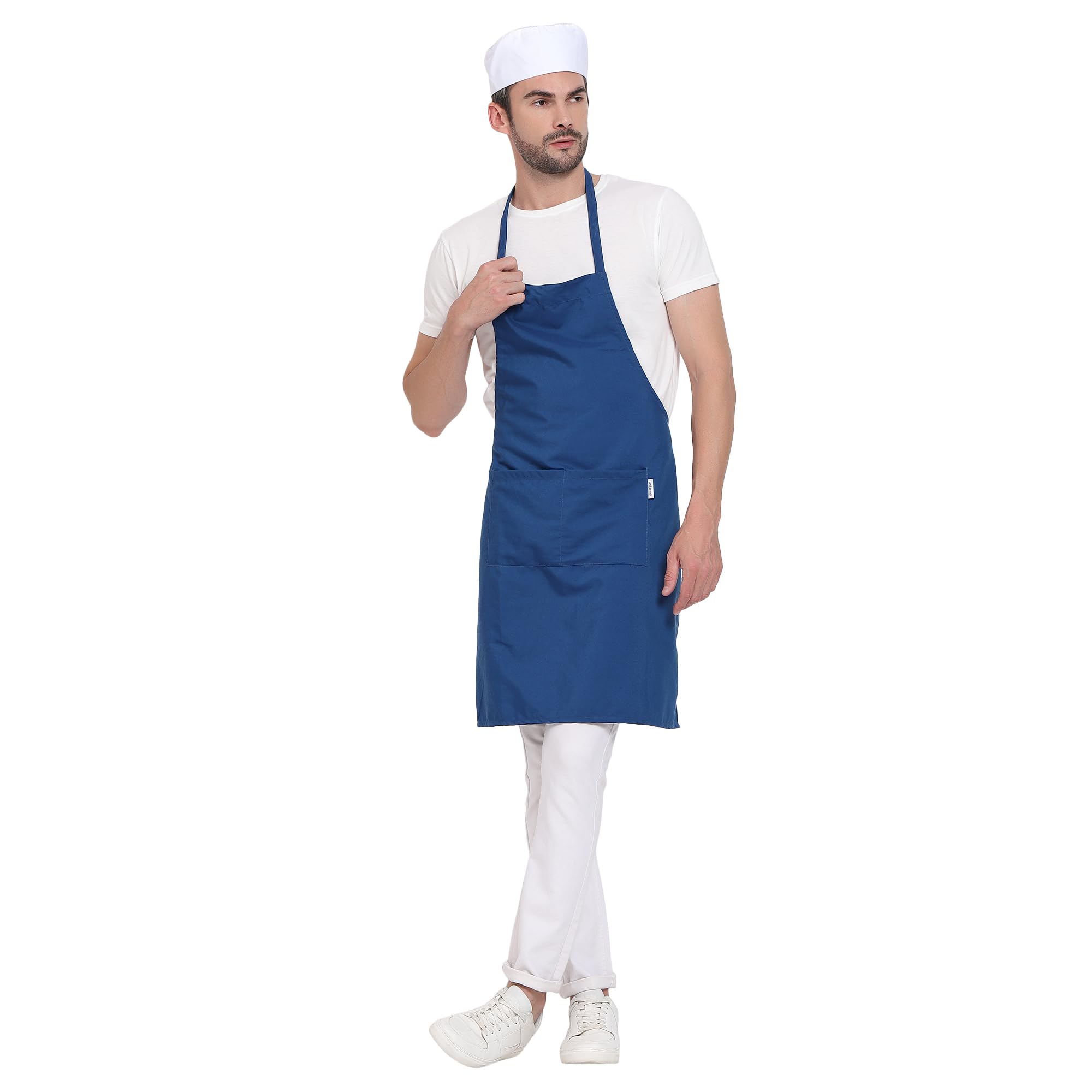 uniformer RedStar - Paquete de 2 delantales unisex para cocina para hombres y mujeres, perfectos para la cocina del hogar, restaurante, cafetería, cocina, bar, salón, barbería (azul, 2 piezas)