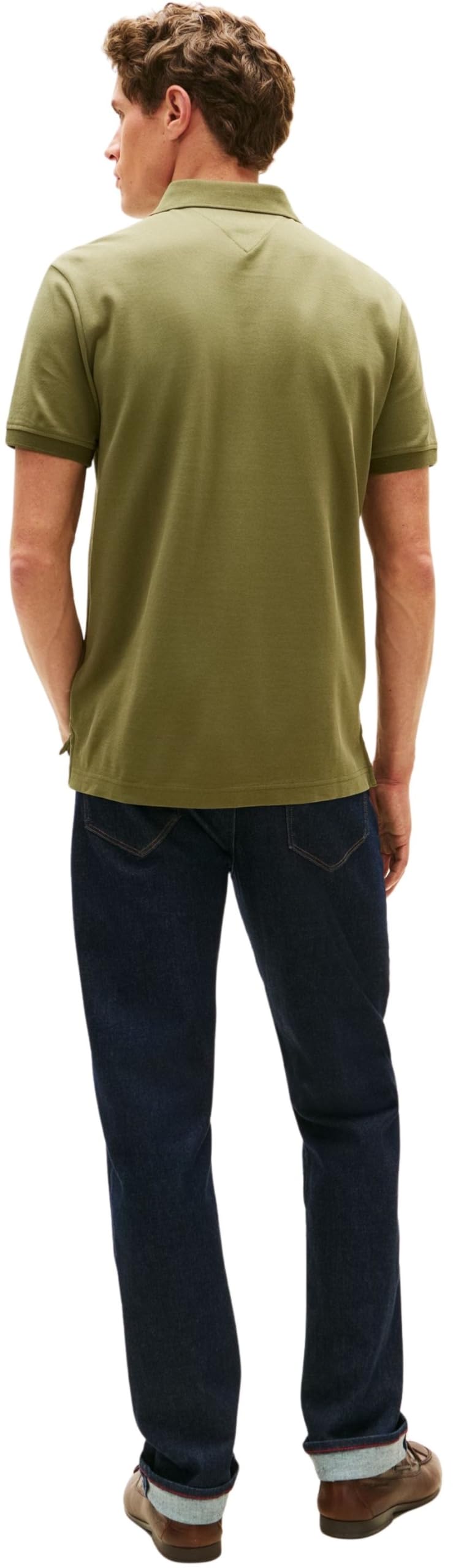 Tommy Hilfiger Herren Poloshirt Kurzarm Hidden Placket mit Knopfleiste, Grün (Dark Artichoke), XL – Ansicht 2