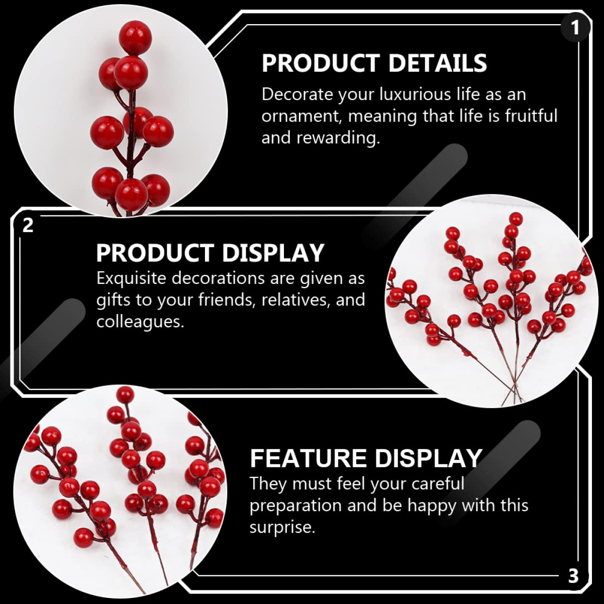 Amosfun 6 Ensembles Fourchette À Fruits Rouges Artificielle Fausses Baies De Houx Tiges De Baies De Houx Baies Rouges Artificielles Pics De Baies De Noël Fruits Faux 20 pièces * 6