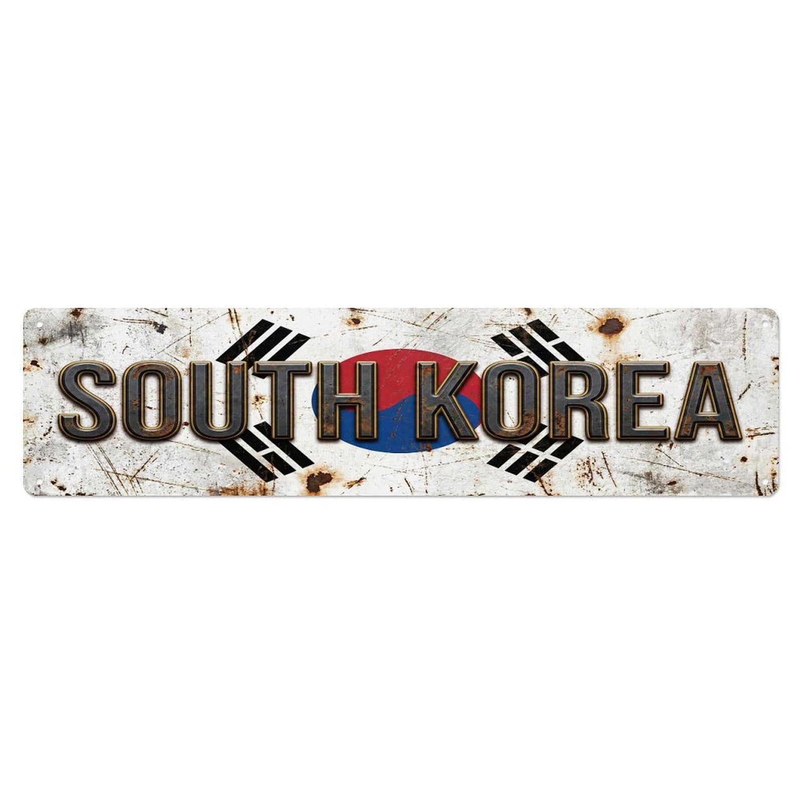 Vintage South Korea Flag Pattern Metal Tin Sign