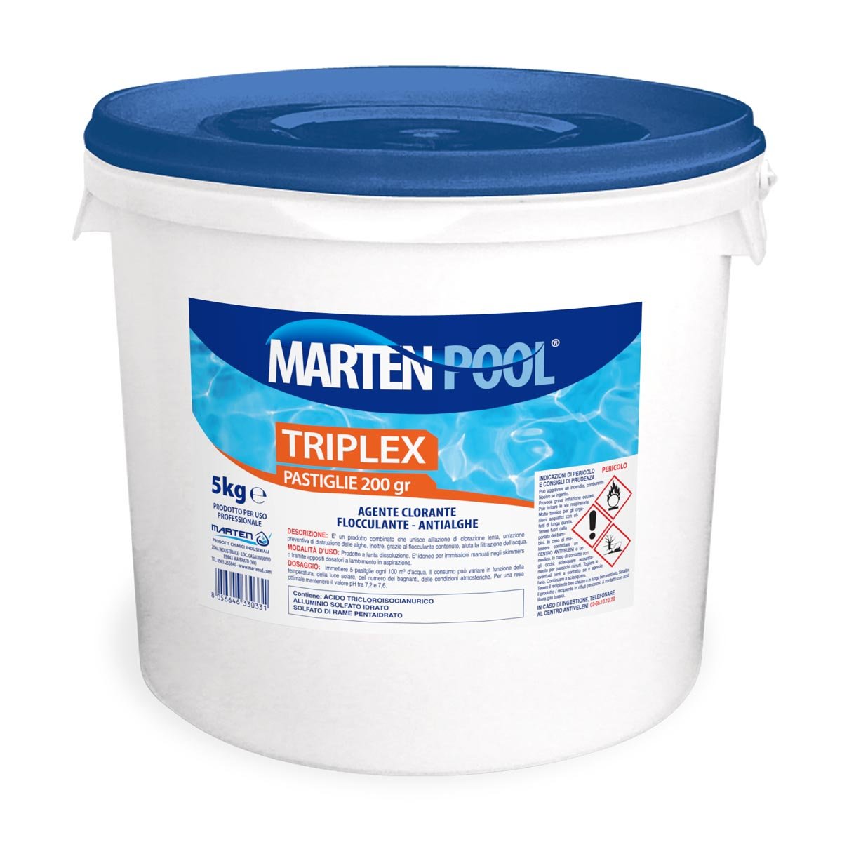 MARTEN Triplex pastiglie 200 – 10kg Disinfettante clorato a lenta dissoluzione