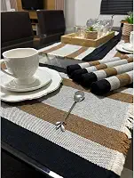 Jogo Americano 7 Peças Algodão com Trilho de Mesa Lugar Americano 6 Lugares Decoração Mesa Cozinha (JGAM15)