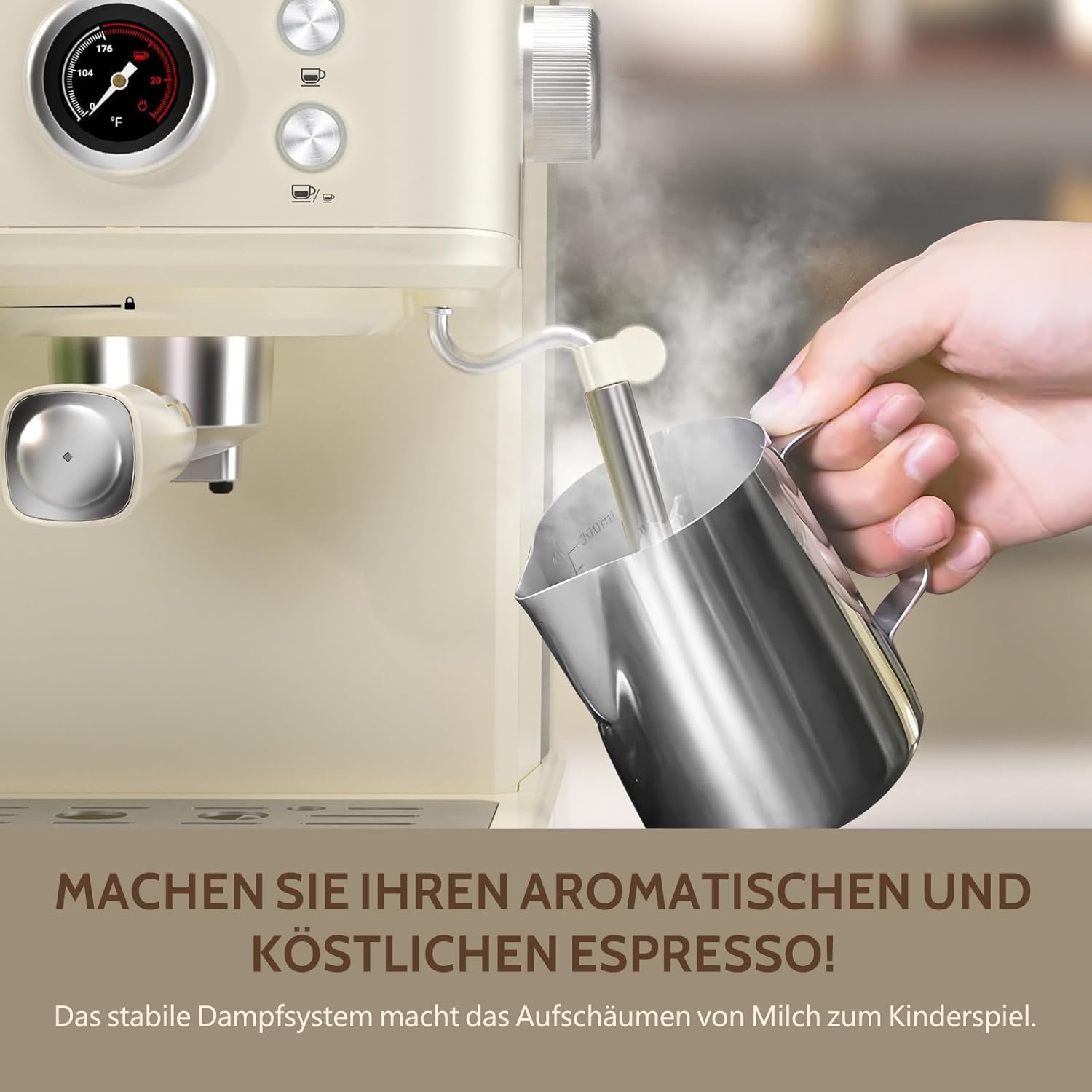Ekspres z sitkiem 20 Bar Mały Ekspres do Espresso Profesjonalny Ekspres z Sitkiem do Kawy z Mocnym Spieniaczem do Mleka, Zbiornik 1,5L, Nadaje się do Oryginalnych Kapsułek Kawowych NS, Barista
