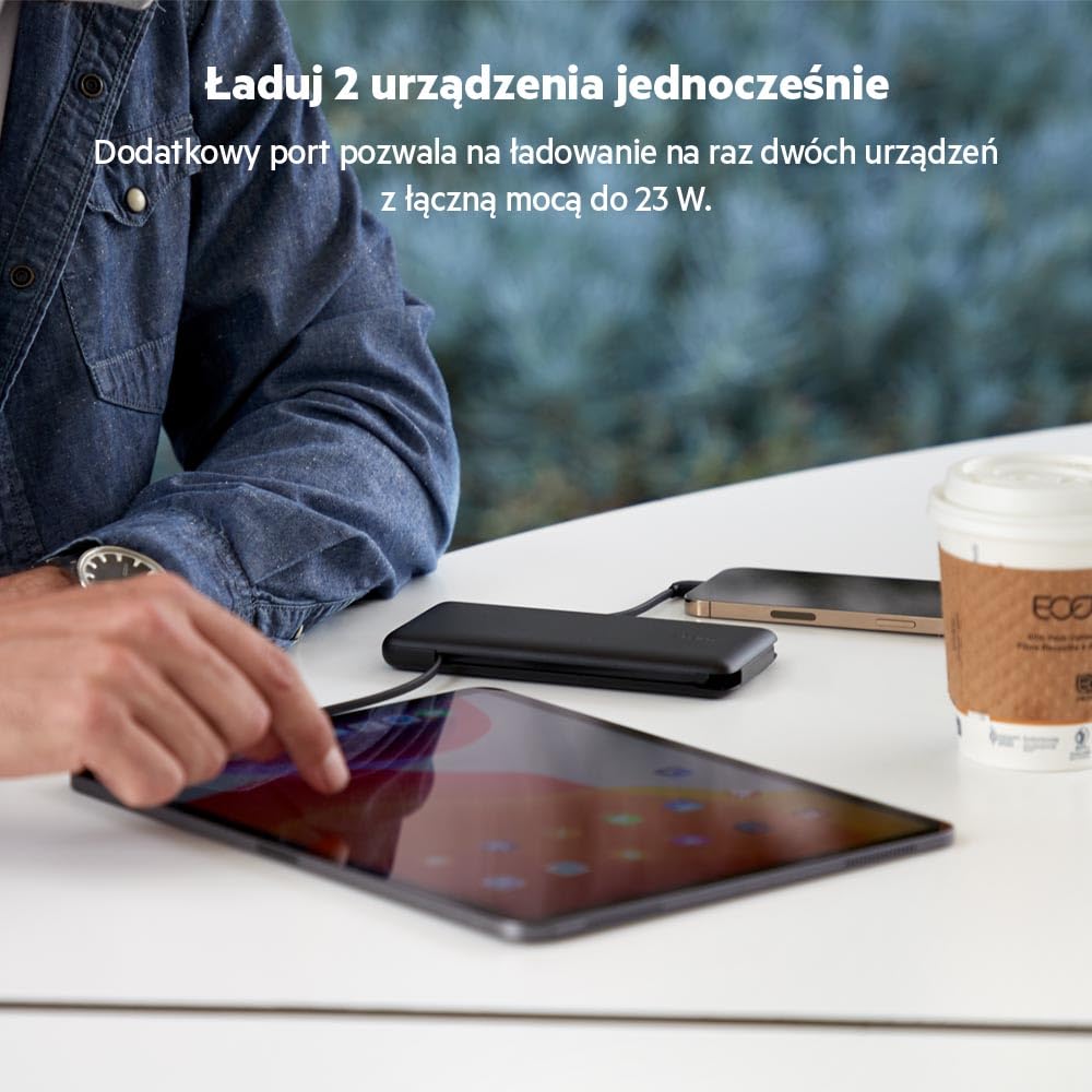 Belkin Przenośny powerbank i ładowarka BOOSTCHARGE Plus 10K (10 000 mAh ze zintegrowanymi kablami Lightning (MFI) i USB-C oraz dodatkowym portem ładowania USB-C) – czarny