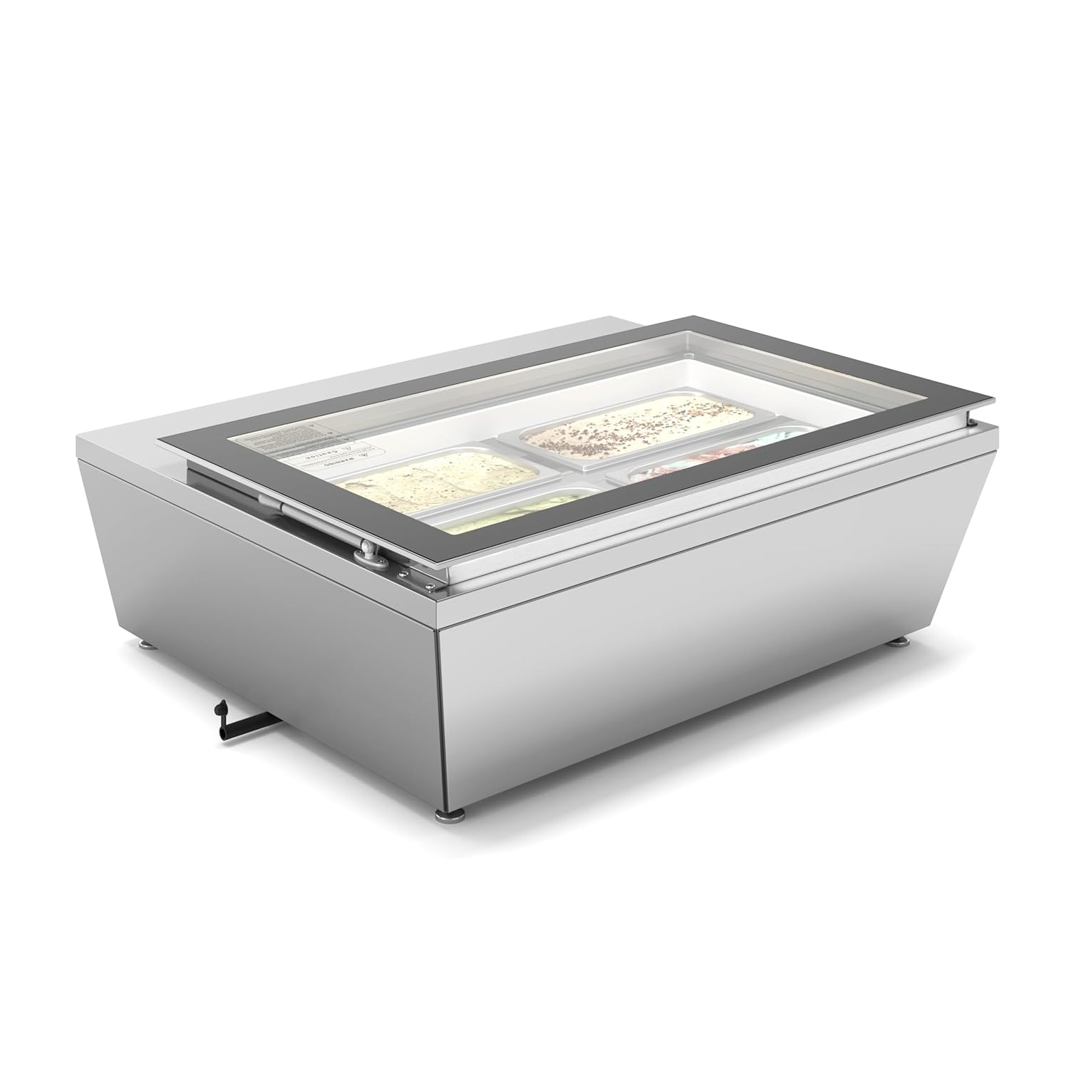 KoolMore 31 in. Countertop Ice Cream Display case with 4 Pans and Glass Sneeze Guard in Stainless-Steel (AMZ1-GCDF-4P)