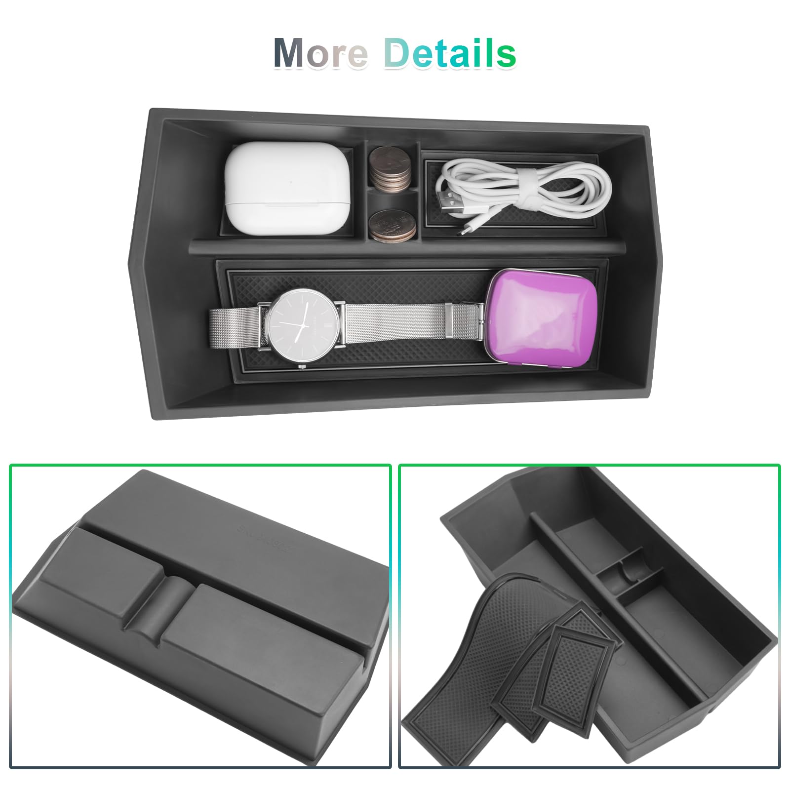 GAFAT Compatibile con Peugeot 3008 GT Allure E-3008/5008 E-5008 2025 2026 2027 Contenitore Portaoggetti Console Centrale, Accessori 3008 iii Organizer Braccioli, 3D Originali, con Tappetini
