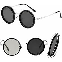 &Oacute;culos de sol de tonalidade ajust&aacute;vel, ND Filter 1&ndash;9 N&iacute;veis Ajuste Stepless, Steampunk Retro Metal Round Polarized Glasses